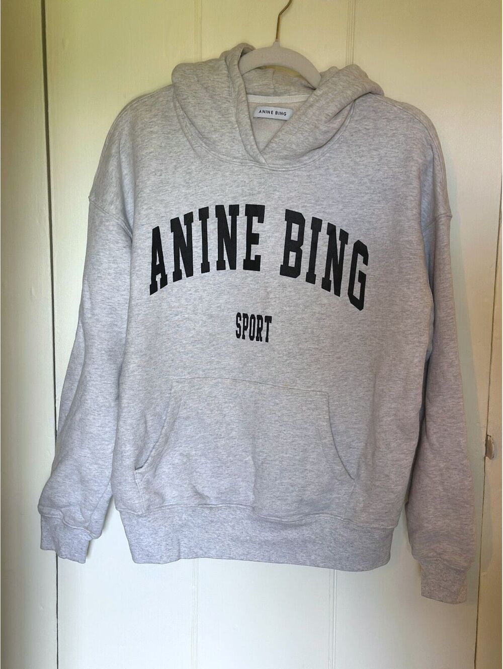 ANINE BING SPORT LIGHT GREY HOODIE - Size Small